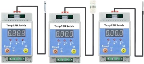 3 Pack Smart Schalter mit Temperatur und Luftfeuchtigkeit mit Smart App und Datenaufzeichnung, WiFi Thermometer Hygrometer Innen, Remote Timing Temperaturregelung Schalter von QYMDRION