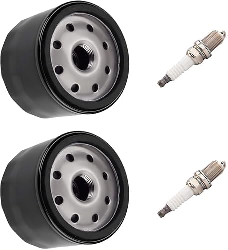QYMDRION 2er Set Ölfilter und Spark RC12YC Spark Plug, Motoren Rasenmäher, Radlader - Ersatzfilter für Motormodelle inkl. für 28 050 01S, passend für mehrere Varianten von QYMDRION