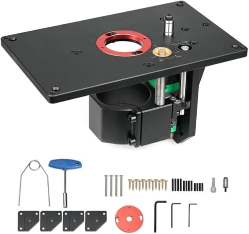 Router Lift Kit, Trimmmaschine Lift Tisch, Router Lift Trimmen Maschine, Invertierter Oberfräsentisch Router Tisch Lift für kleine Trimmmaschinen mit Fixed Base 250 x 150 x 150 mm von QYMDRION