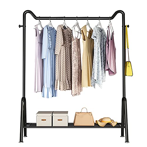 QYMYOZ Kleiderständer, strapazierfähig, moderner Kleiderständer mit unterem Ablagefach und Taschenhaken, stehender Kleiderständer, Schwarz, 80 cm QYMYOZ Kleiderständer, strapazierfähig, moderner Kleiderständer mit unterem Ablagefach und Taschenhaken, stehender Kleiderständer, Schwarz, 80 cm von QYMYOZ