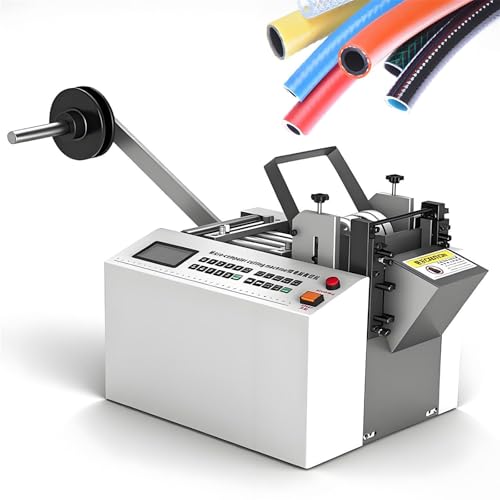 Automatischer Schrumpfschlauchschneider, 300 W elektrische Rohrkabelschneidemaschine mit Mikrocomputersteuerung, Schnittbreite 100 mm und 34 m/min, for Glasfaserrohre, Kabel, gelbe Wachsschläuche von QYOEGSQ