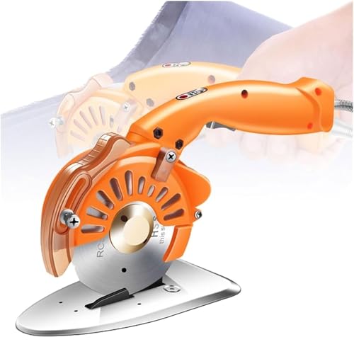 QYOEGSQ Elektrischer Rotationsstoffschneider, Hand-Stoffschneidemaschine mit LED-Licht, automatischer Messerschärfung und Heberschutzvorrichtung, einstellbare 5-Gang-Geschwindigkeit(4cm) von QYOEGSQ
