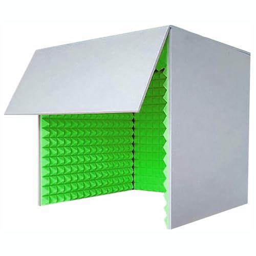 Schalldichte Abdeckung for den Schreibtisch,selbstgebaute Sound Booth Box, Stimmabsorbierende Abschirmung,tragbare Isolation Sound Booth for die Aufnahme von Gesangs-,Audio-und Musikaufnahmen(Green) von QYOEGSQ