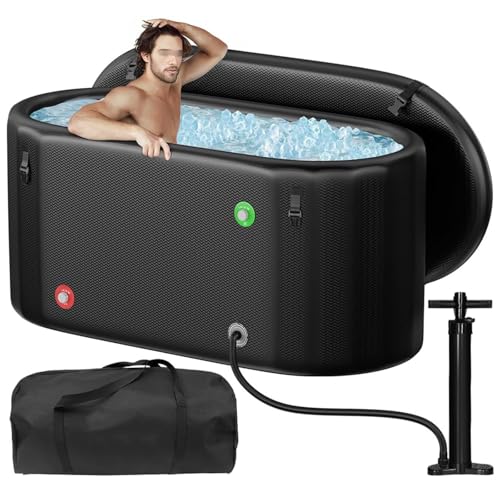 Therapie-Eisbadewanne, 118 Gallonen aufblasbarer Eiskübel mit isoliertem Deckel, aufblasbare Kalttauchwanne, kompatibel mit Wasserkühler, for Kältetherapie von QYOEGSQ