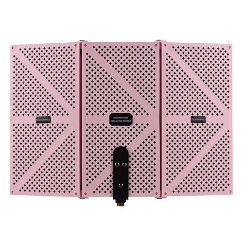 Tragbare Schallschutzabdeckung for den Schreibtisch, 3 Türen, faltbare Akustikplatten, Studioausrüstung, Stimmabsorptionsschild for Filtern des Gesangs for Mikrofone, for das Heimstudio(Pink) von QYOEGSQ