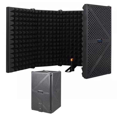 Tragbare Schallschutzabdeckung for den Schreibtisch, Schallschutz-Akustikschaumplatte for Mikrofone, Selbstgebaute Sound Booth Box, Heimaufnahmegeräte, for den Musikübungsraum(Black) von QYOEGSQ