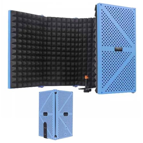 Tragbare Schallschutzabdeckung for den Schreibtisch, Schallschutz-Akustikschaumplatte for Mikrofone, Selbstgebaute Sound Booth Box, Heimaufnahmegeräte, for den Musikübungsraum(Blue) von QYOEGSQ