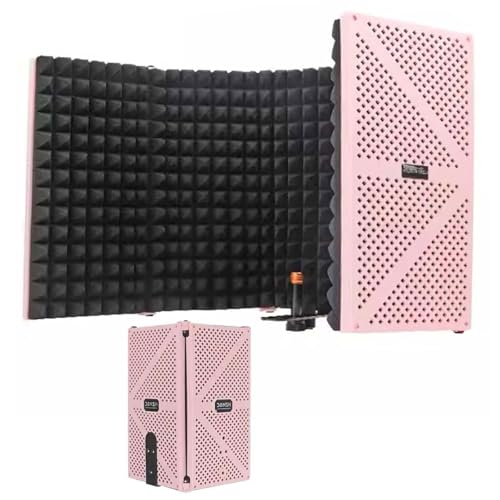 Tragbare Schallschutzabdeckung for den Schreibtisch, Schallschutz-Akustikschaumplatte for Mikrofone, Selbstgebaute Sound Booth Box, Heimaufnahmegeräte, for den Musikübungsraum(Pink) von QYOEGSQ