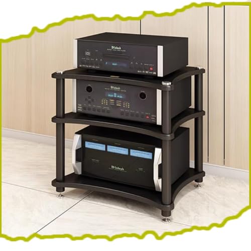 QYQCXGL HiFi-Regal, Holz, 61 cm, Stereo-Schrank, HiFi-Regal, Audio-Regal, Verstärker-Rack, AV, Media-Ständer, bodenstehend, Audio-Video-Komponenten, Schrank (Schwarz, 62 cm) von QYQCXGL