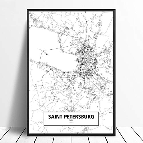 QYQMYK Drucke Leinwand,Sankt Petersburg Russland Schwarz Weiß Wandbilder Drucke Poster Wandbilder Gemälde Kunst Rechteck Pop Artwork Für Room Living Home Decor, 70X100Cm / 27.55X39.37 In von QYQMYK