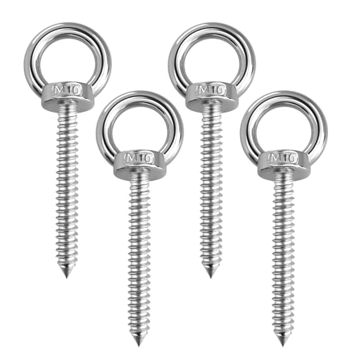 4 Stück Ringschraube M10 x 80mm, 304 Edelstahl Heavy Duty Ösenschraube Runde Außengewinde Ösenschrauben Robuste Augenschraube für Hängematten Markisen Schaukelstühle 4 Stück Ringschraube M10 x 80mm, 304 Edelstahl Heavy Duty Ösenschraube Runde Außengewinde Ösenschrauben Robuste Augenschraube für Hängematten Markisen Schaukelstühle von QYRDBGY