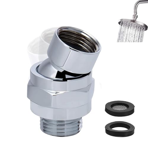 Duschkopf Adapter, Handbrause Adapter 360 Grad mit Dichtungsringe Regendusche Kugelgelenk Gelenkstück Duschkopf für Hahnverlängerung (Silber) von QYRDBGY