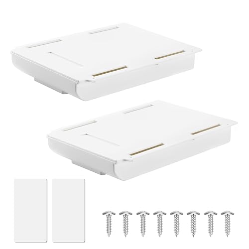 Unterbau Schublade, 2 Stück Schublade Unter Schreibtisch Selbstklebende mit Schrauben Under Desk Drawer Hidden Unter Tisch Schubladen Schreibtischschublade für Zuhause Büro von QYRDBGY