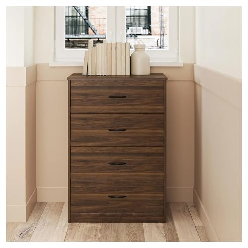 QYRYWX AISHANBAIHUODIAN Passend for Klassische Kommode mit 4 Schubladen, Schwarzeiche(Walnut) von QYRYWX