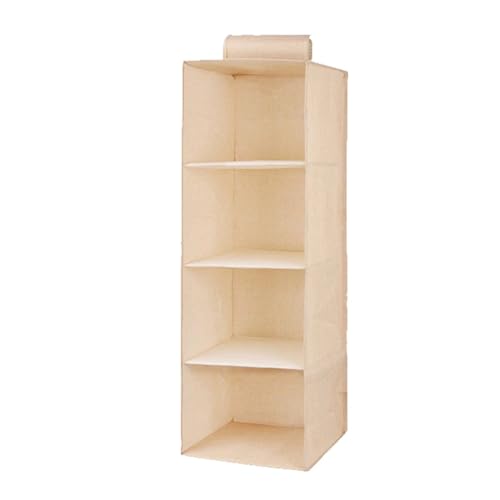 QYRYWX AISHANBAIHUODIAN Passend for Kleiderschrank Hängeaufbewahrungstasche Zwischenschicht Schubladentyp Kleiderbügelhalter Tragbarer Organizer Hängeschrank-Organizer Neu(4 Layer Beige) von QYRYWX