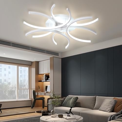 QYSMGS LED-Deckenleuchte Wohnzimmer Modern Heterotype Decke Lampe Dimmbar mit Fernbedienung Deckenbeleuchtung Indoor Deckenleuchten Kronleuchter für Schlafzimmer Esszimmer Arbeitszimmer (Weiß, 80cm) von QYSMGS