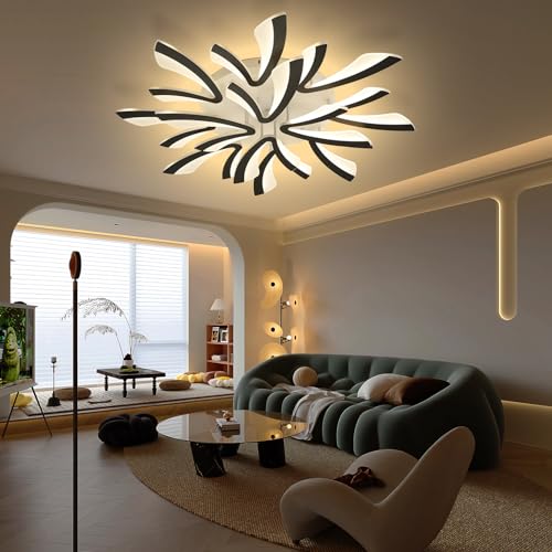 QYSMGS LED Deckenleuchten Modern Dimmbare Wohnzimmer Deckenleuchte Mit Fernbedienung & Memory Funktion Deckenbeleuchtung Energiesparende Deckenlampen Für Wohnzimmer Schlafzimmer Küche Büro (12 Köpfe) von QYSMGS