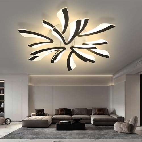 QYSMGS LED Deckenleuchten Modern Dimmbare Wohnzimmer Deckenleuchte Mit Fernbedienung & Memory Funktion Deckenbeleuchtung Energiesparende Deckenlampen Für Wohnzimmer Schlafzimmer Küche Büro (9 Köpfe) von QYSMGS