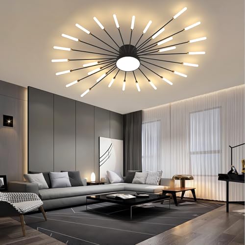 QYSMGS Moderne LED Deckenleuchte Metall Acryl LED Lampen Eingebaute dimmbare Deckenlampe Kreative Spirale Blumenform Design Deckenbeleuchtung Acryl Deckenleuchte Farbwechselbar (Schwarz, 28+1) von QYSMGS