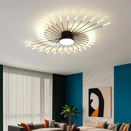 QYSMGS Moderne LED Deckenleuchte Metall Acryl LED Lampen Eingebaute dimmbare Deckenlampe Kreative Spirale Blumenform Design Deckenbeleuchtung Acryl Deckenleuchte Farbwechselbar (Schwarz, 42+1) von QYSMGS