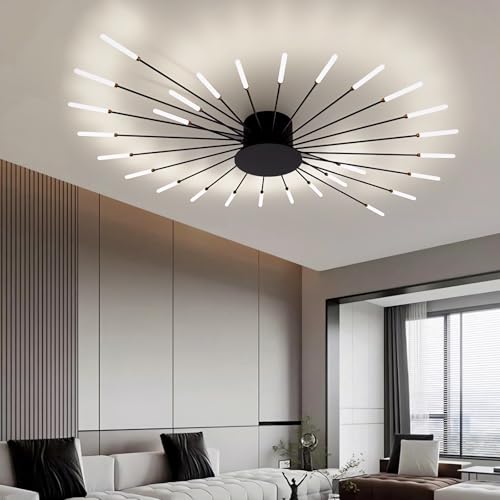 QYSMGS Moderne LED Deckenleuchte Metall Acryl LED Lampen Eingebaute dimmbare Deckenlampe Kreative Spirale Blumenform Design Deckenbeleuchtung Acryl Deckenleuchte Farbwechselbar (Schwarz, 28) von QYSMGS