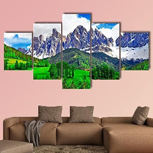QYYAMDEQ Leinwandbilder Wohnzimmer 5 Pieces Alpine -Landschaft Dolomiten in Italien Kunstdruck auf leinwand Bilder Deko Kunstdrucke 5 Teilig Moderne Wanddeko(Kein Rahmen) von QYYAMDEQ