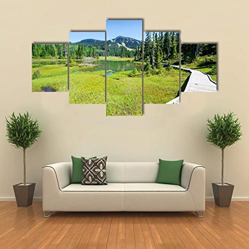 QYYAMDEQ Leinwandbilder Wohnzimmer 5 Pieces Alpine Trail in Kanada Kunstdruck auf leinwand Bilder Deko Kunstdrucke 5 Teilig Moderne Wanddeko(Kein Rahmen) von QYYAMDEQ