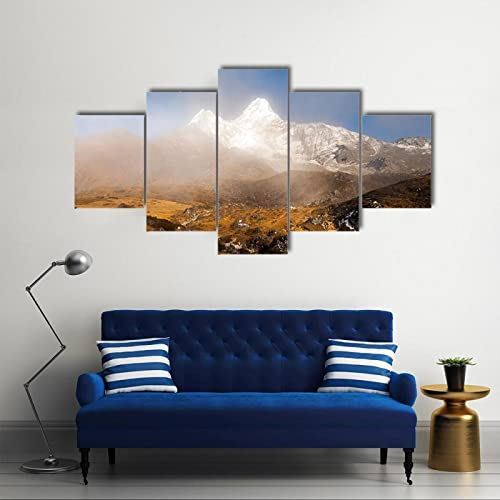 QYYAMDEQ Leinwandbilder Wohnzimmer 5 Pieces Ama Dablam in Nepal Kunstdruck auf leinwand Bilder Deko Kunstdrucke 5 Teilig Moderne Wanddeko(Kein Rahmen) von QYYAMDEQ