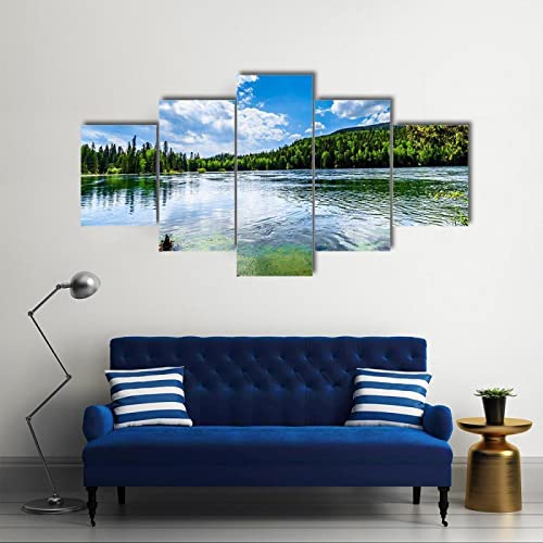 QYYAMDEQ Leinwandbilder Wohnzimmer 5 Pieces Clear Water Lake in Kanada Kunstdruck auf leinwand Bilder Deko Kunstdrucke 5 Teilig Moderne Wanddeko(Kein Rahmen) von QYYAMDEQ