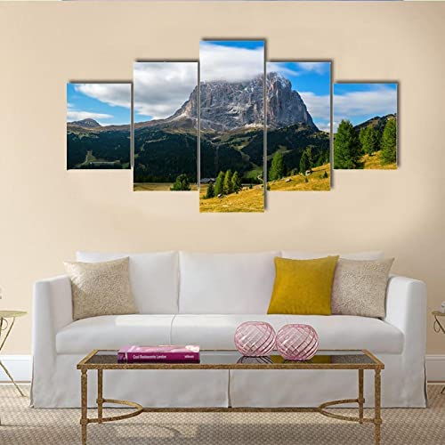 QYYAMDEQ Leinwandbilder Wohnzimmer 5 Pieces Dolomiten in Italien Kunstdruck auf leinwand Bilder Deko Kunstdrucke 5 Teilig Moderne Wanddeko(Kein Rahmen) von QYYAMDEQ