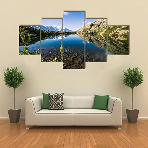 QYYAMDEQ Leinwandbilder Wohnzimmer 5 Pieces Höhensee Kunstdruck auf leinwand Bilder Deko Kunstdrucke 5 Teilig Moderne Wanddeko(Kein Rahmen) von QYYAMDEQ
