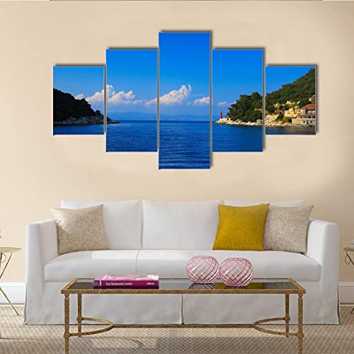 QYYAMDEQ Leinwandbilder Wohnzimmer 5 Pieces See in Kroatien Blue Himmel Kunstdruck auf leinwand Bilder Deko Kunstdrucke 5 Teilig Moderne Wanddeko(Kein Rahmen) von QYYAMDEQ
