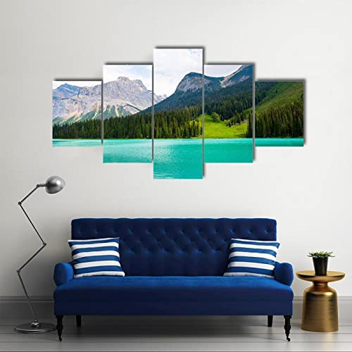 QYYAMDEQ Leinwandbilder Wohnzimmer 5 Pieces Smaragdsee Kunstdruck auf leinwand Bilder Deko Kunstdrucke 5 Teilig Moderne Wanddeko(Kein Rahmen) von QYYAMDEQ