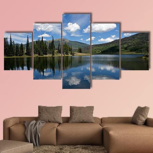 QYYAMDEQ Leinwandbilder Wohnzimmer 5 Pieces Wolken am Perlensee Kunstdruck auf leinwand Bilder Deko Kunstdrucke 5 Teilig Moderne Wanddeko(Kein Rahmen) von QYYAMDEQ