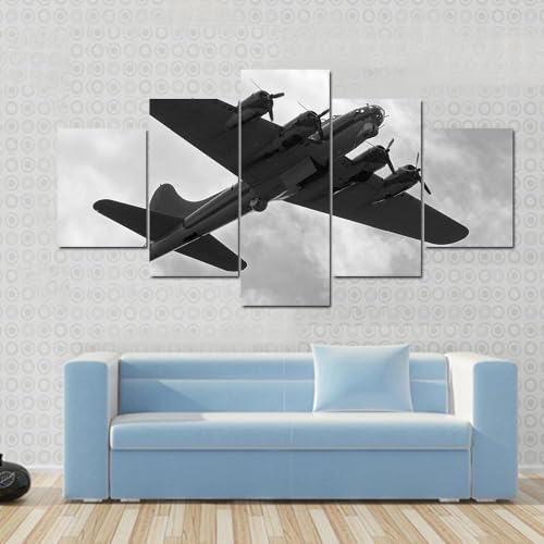 QYYAMDEQ Wandbilder Set Deko Bilder 5 Stück Leinwandbilder Schwerer Bomber auf einer Mission 5 Platten Poster Wandbild Kunstdrucke Büro Küche Schlafzimmer Wandbilder Wohnzimmer Xxl von QYYAMDEQ