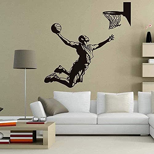 Abnehmbare Vinyl Wandaufkleber Wandaufkleber Basketball Spieler Aufkleber Korb Legen Wand Wohnzimmer Wand Sport 60X58 Cm von QYZNBMJ