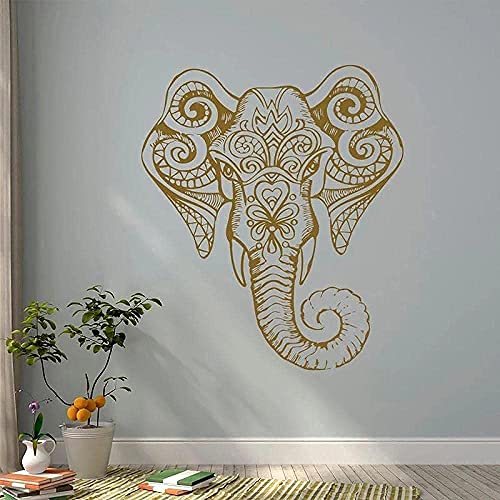 Abnehmbarer Vinyl-Wandaufkleber Indischer Yoga Elefant Bohemian Design Aufkleber Innenwandbild 57X66 Cm von QYZNBMJ