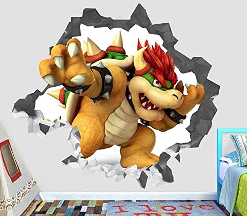 Bowser Super Bros Smashed Wall Decal 3D Sticker Art Deco Vinylsmash 55X60Cm von QYZNBMJ