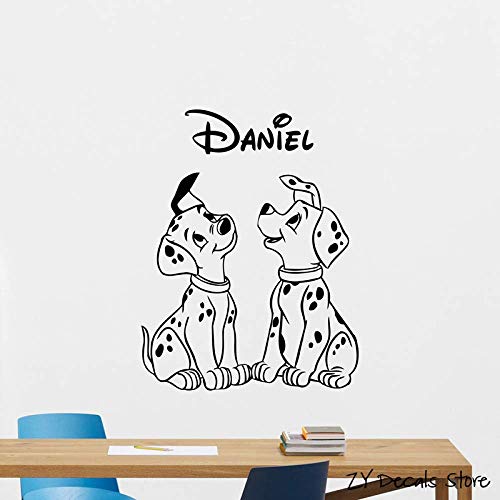 Dalmatiner Personalisierter Name Wandtattoo Haustier Hund Vinyl Aufkleber Benutzerdefinierte Welpe Wanddekoration Tier Kunst Wandbild 56X75Cm von QYZNBMJ