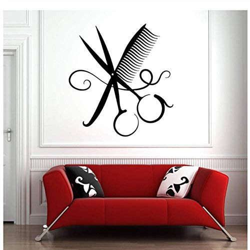 Friseursalon Wandaufkleber Kamm Schere Kunst Wandtattoo Wand Vinyl Dekoration Friseur Muster Selbstklebend Abnehmbar 42X44 Cm von QYZNBMJ