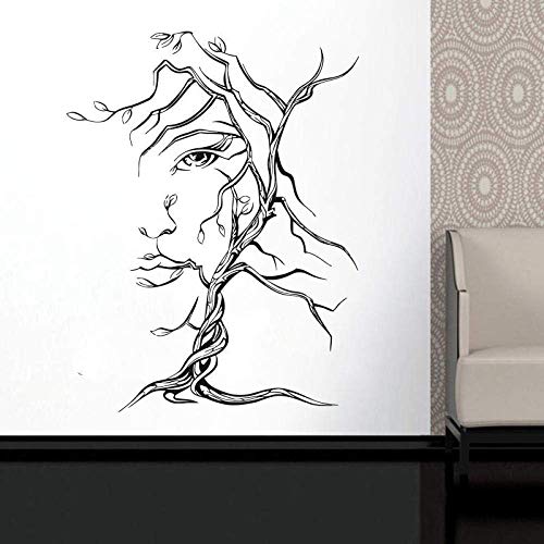 Haushaltswaren Sexy Mädchen Natürliche Kunst Ornament Baum Frau Gesicht Wandtattoo Fenster Vinyl Aufkleber Beauty Salon Dekoration 57 * 74Cm von QYZNBMJ