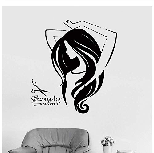 Schönheitssalon Frau Haar Barbershop Aufkleber Vinyl Wandtattoo Schöne Mädchen Silhouette Moderne Wohnkultur Poster 42X45 Cm von QYZNBMJ
