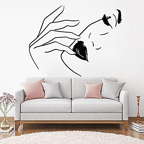 Schönheitssalon Wandtattoo Frau Gesicht Lippen Fashion Model Schönheitssalon Home Schlafzimmer Dekoration Tapete Vinyl Wandaufkleber 42X33Cm von QYZNBMJ