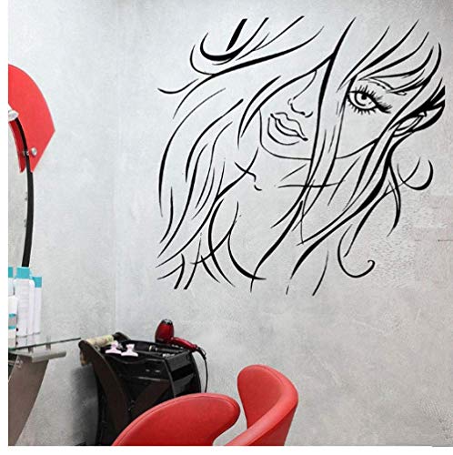 Sexy Mädchen Wandtattoo Schöne Frau Beauty Salon Vinyl Wandaufkleber Abnehmbare Kunst Wandbild Home Decor Friseur Aufkleber 56X59Cm von QYZNBMJ