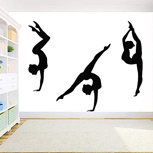 Turner Wandaufkleber Fitness Dekoration Mädchen Sport Rhythmische Gymnastik Wandtattoo Vinyl Aufkleber Mädchen Schlafzimmer Dekoration Wallpaper 72X57Cm von QYZNBMJ