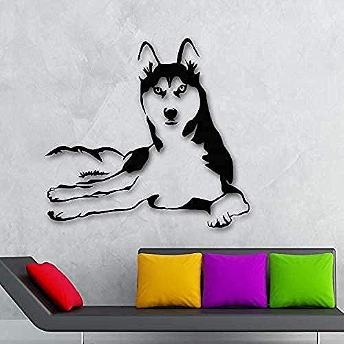 Vinyl Wandtattoo Wanddekoration Wohnkultur Husky Hund Tier Haustier Veterinär Shop Kunst Husky Hund Poster 61X57Cm von QYZNBMJ