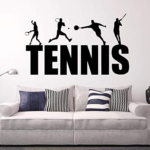 Wand Vinyl Aufkleber Tennis Spieler Wandaufkleber Tennis Logo Wandkunst Wandgestaltung Gym Dekoration Abnehmbare Tennis Wandtattoo 71X42Cm von QYZNBMJ