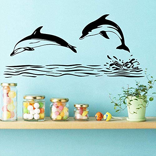 Wandaufkleber, Retro Delphin Wandaufkleber Kreative Kinderzimmer Dekoration Wohnzimmer Schlafzimmer Duschraum Dekoration Wandtattoo Wandbild 69X50Cm von QYZNBMJ