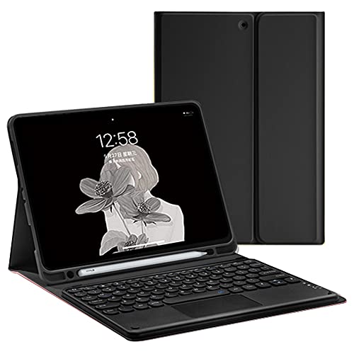 QYiD iPad-Tastatur-Hülle mit Touchpad für 27,9 cm (11 Zoll) iPad Pro 2021/2020/2018, abnehmbar, kabellos, mit Stifthalter, Ständer, Folio-Tastaturabdeckung für iPad Pro 11 Zoll, Schwarz von QYiD