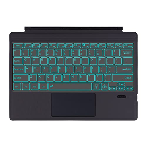 QYiiD Abdeckung für Microsoft Surface Go 3 2021/ Surface Go 2 2020/Surface Go 2018, 7-farbige Hintergrundbeleuchtung, ultradünn, kabellose Bluetooth-Tastatur mit Trackpad, schwarz von QYiiD